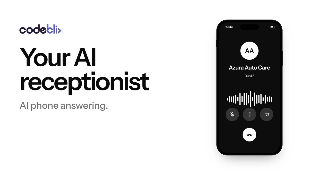 Codeblix AI Receptionist demonstration with an example garage