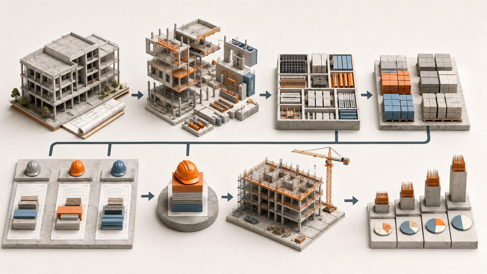 Mauritius construction workflow connecting drawings and specifications to measured quantities, tender rates, valuations, and project cost control