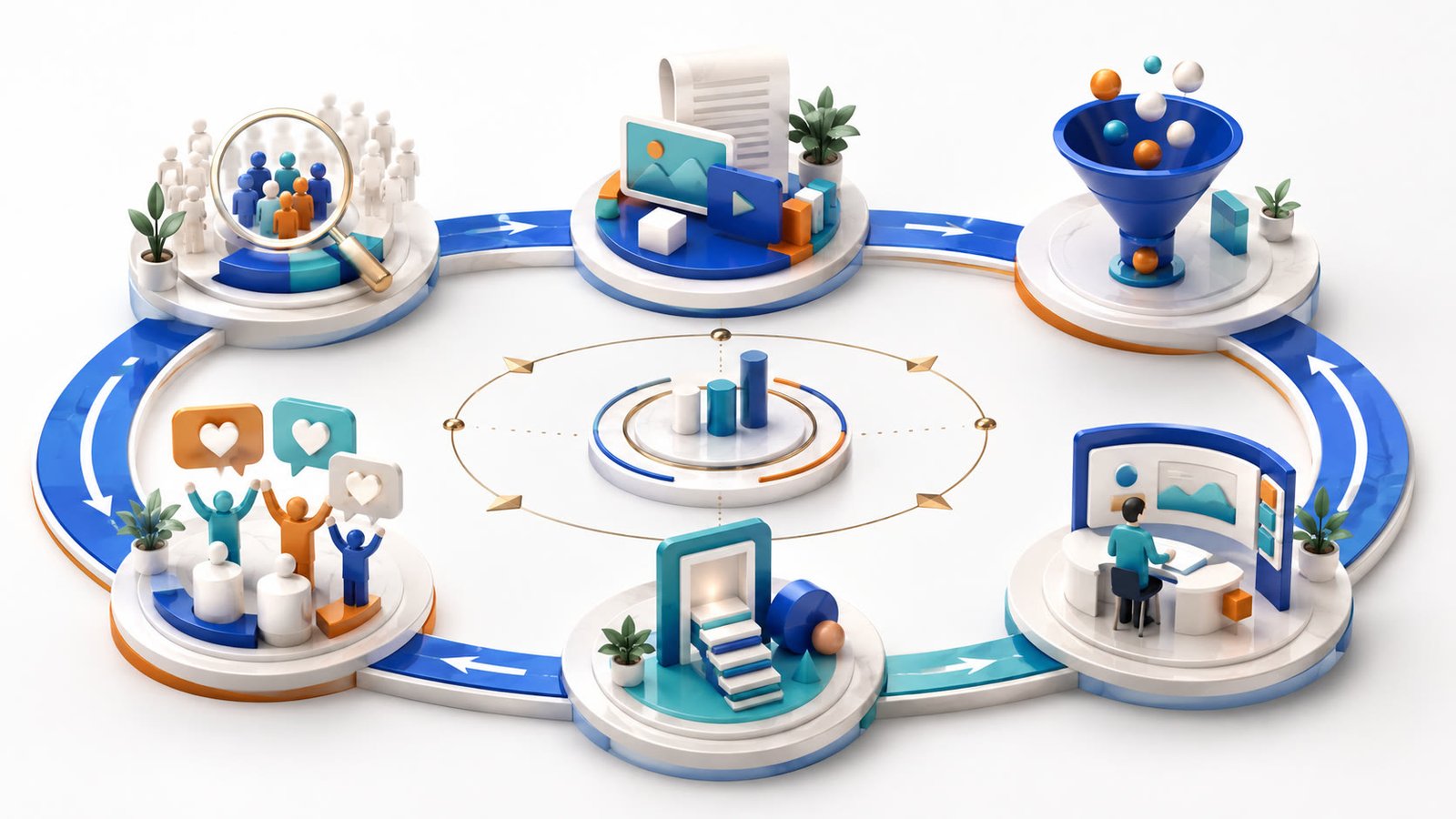 A measurable SaaS marketing loop linking market, message, channel, conversion, activation, retention, and learning