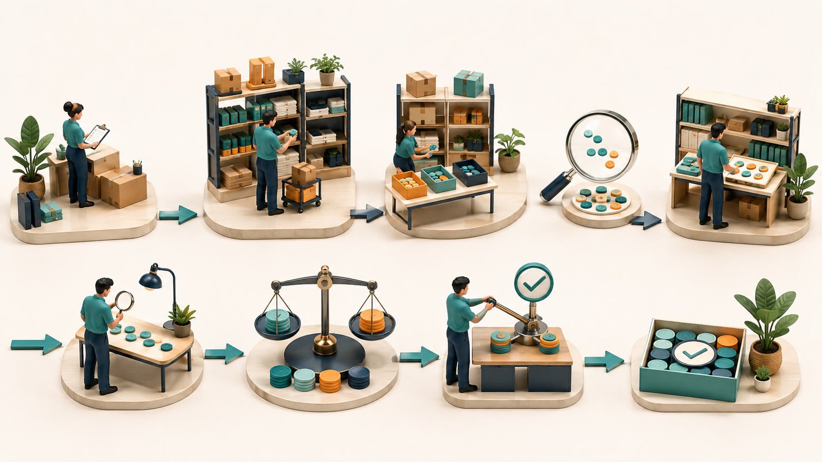 Stocktaking workflow in a Mauritius retail storeroom from preparation and blind count to variance investigation and approved adjustment