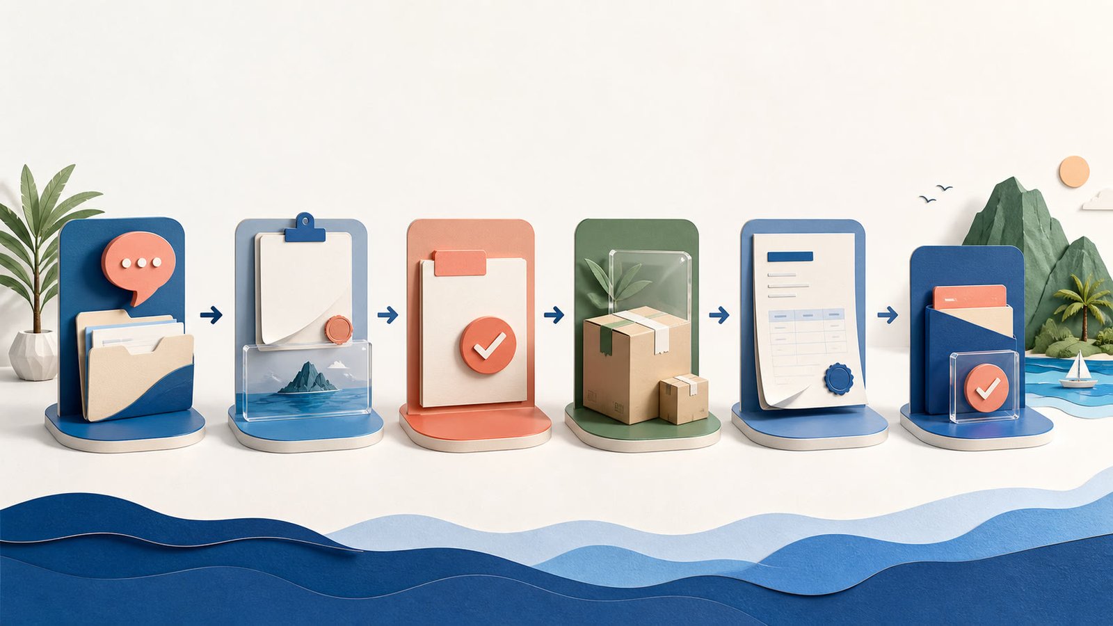 Mauritius sales document flow from quotation to proforma, customer confirmation, final invoice, payment, and accounting record