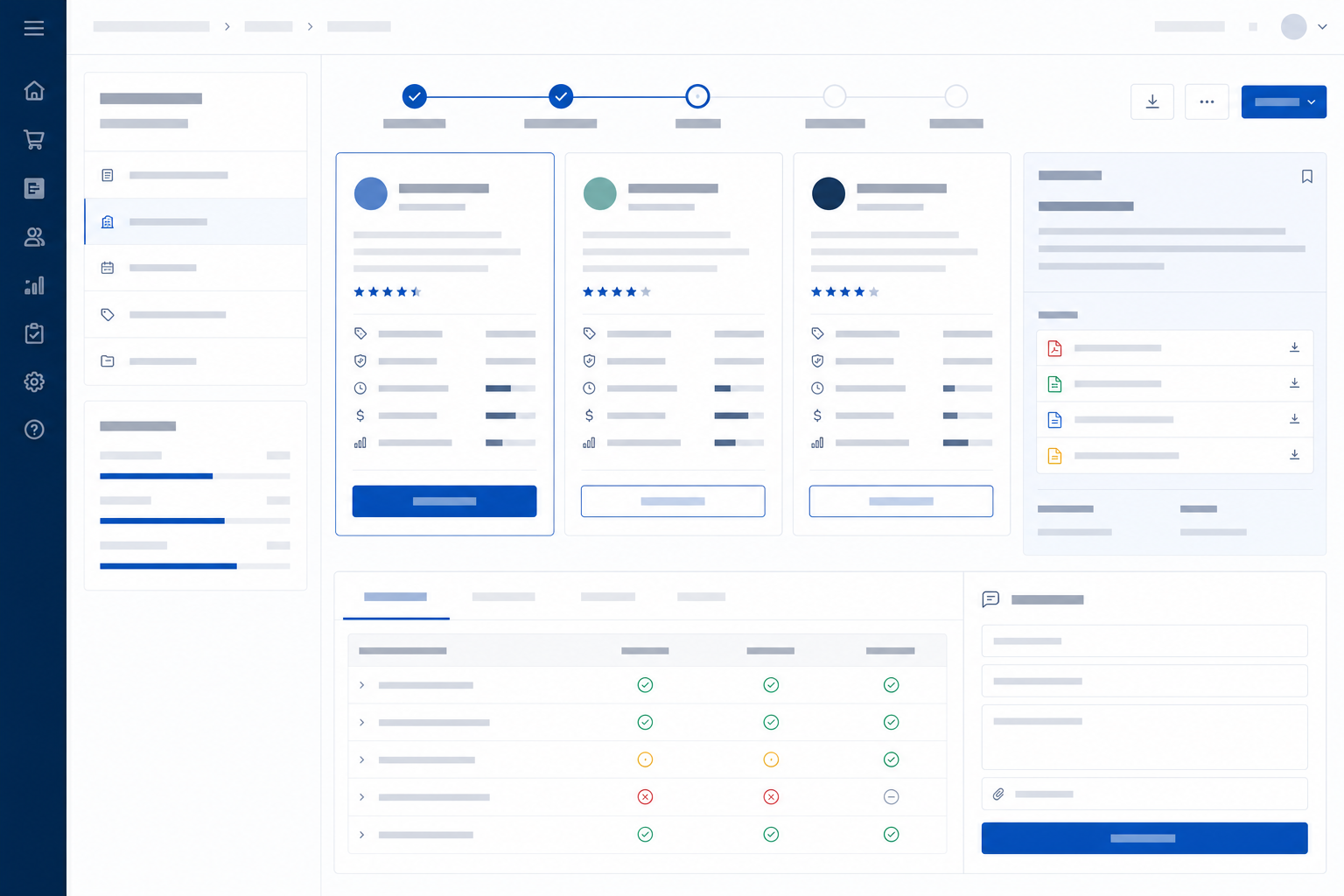 B2B software marketplace showing vendor comparison, implementation requirements and buyer enquiry review