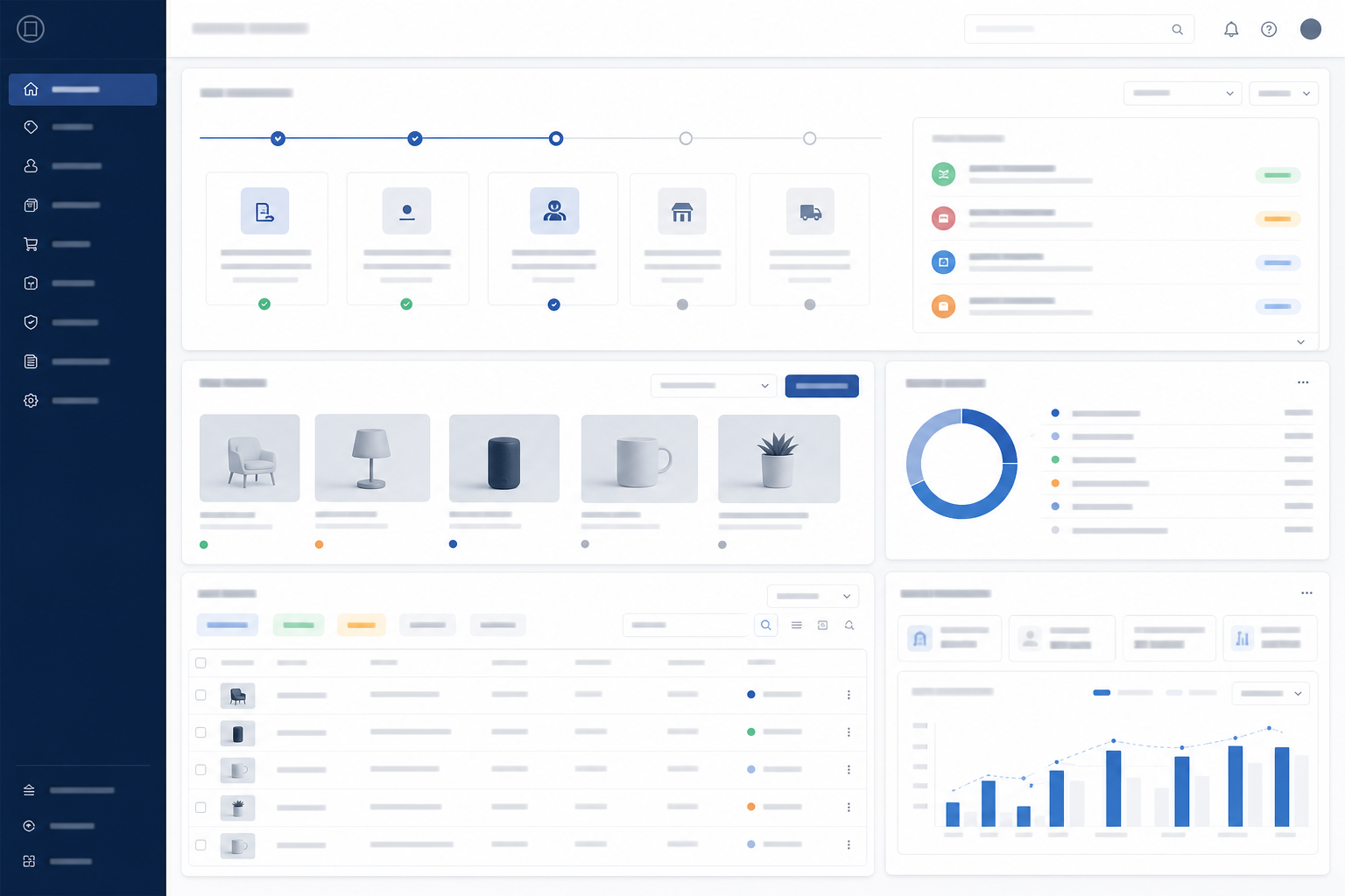 Vendor operations interface showing seller onboarding, catalogue approval, order status and payout review