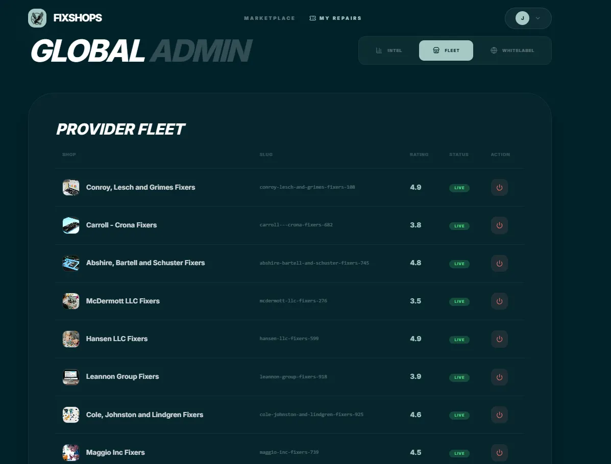 FixShops.com interface screen 2