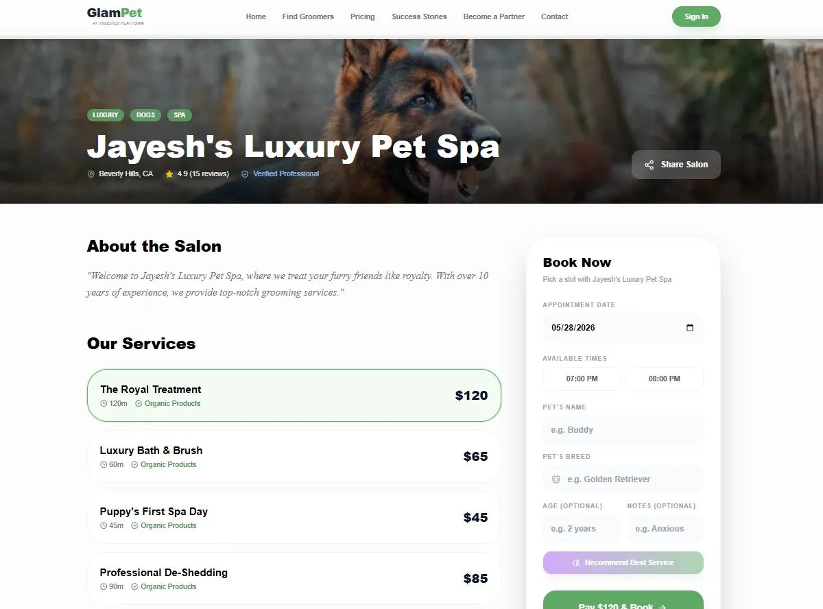 GlamMyPet.com interface screen 2