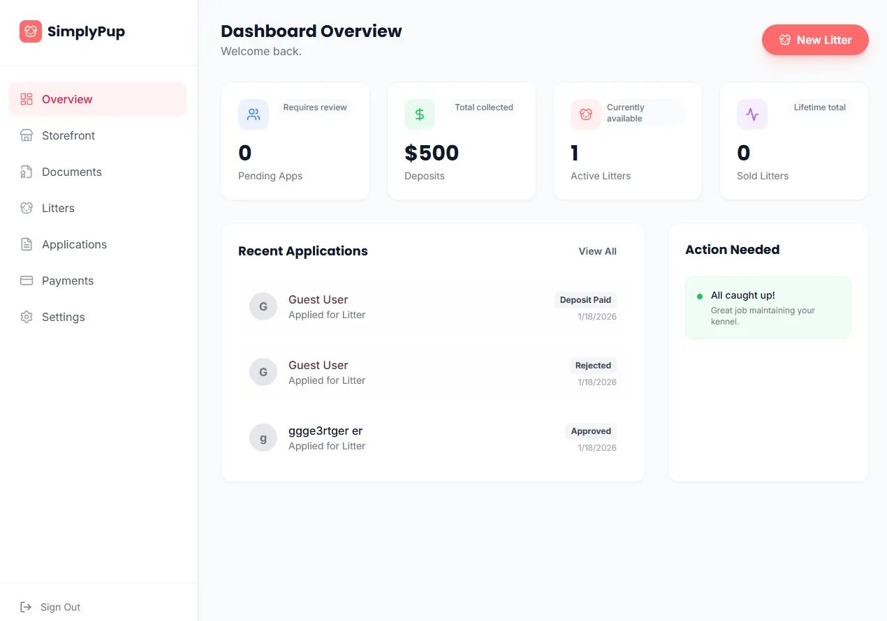 SimplyPup.com interface screen 3