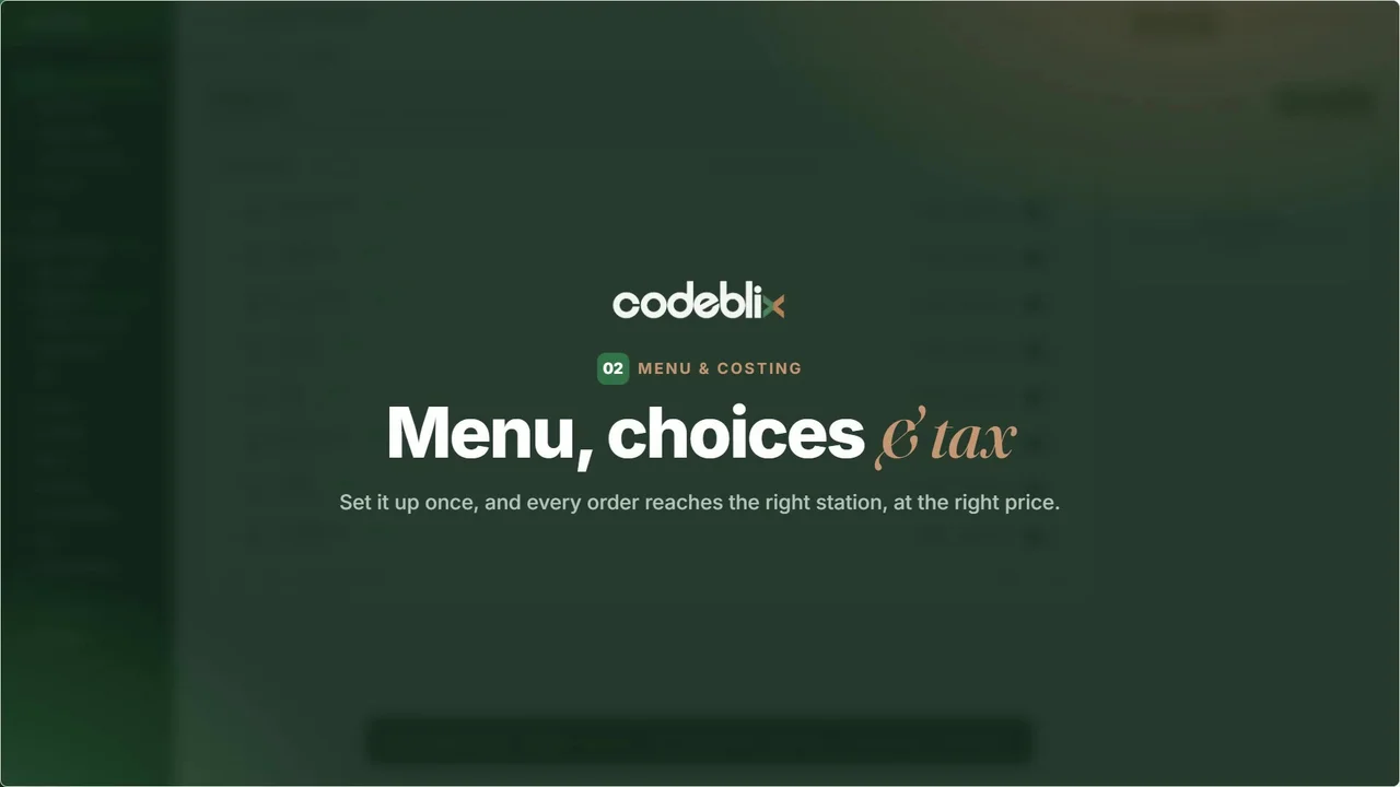 Menu, modifiers and tax tutorial cover