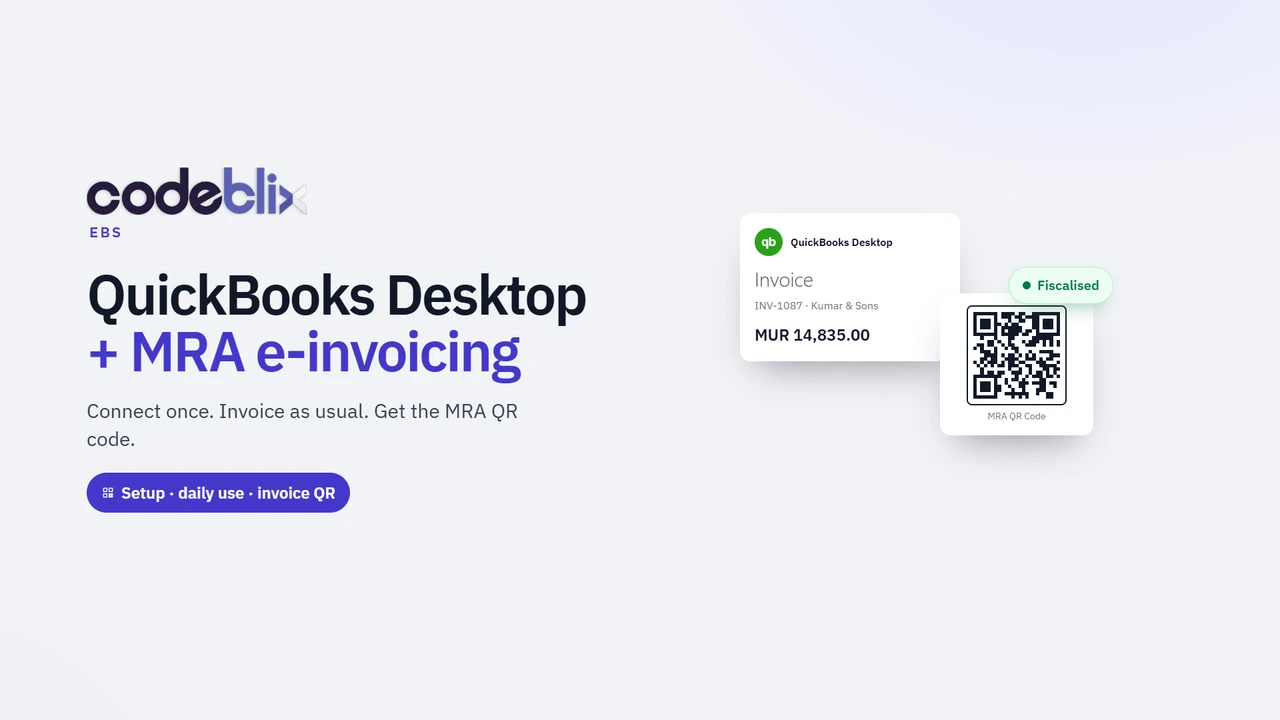 QuickBooks Mauritius V2 | Desktop Web Connector Setup, Invoice Sync & MRA QR Code video thumbnail